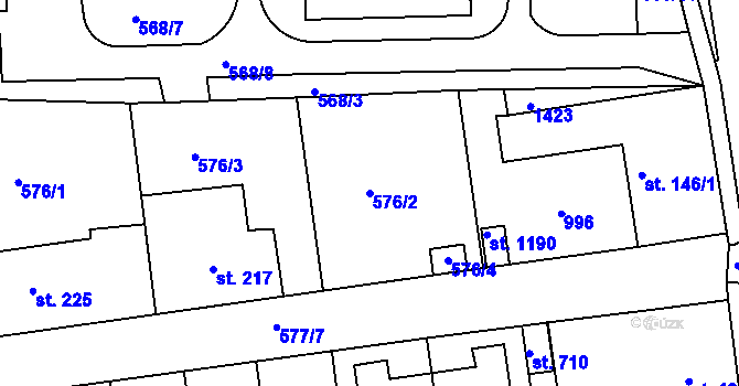 Parcela st. 576/2 v KÚ Parník, Katastrální mapa