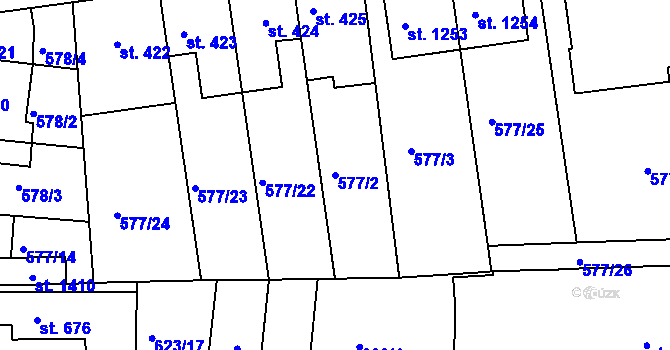 Parcela st. 577/2 v KÚ Parník, Katastrální mapa