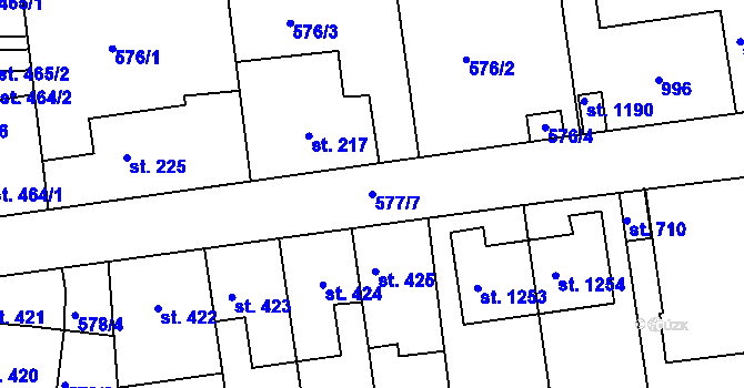 Parcela st. 577/7 v KÚ Parník, Katastrální mapa