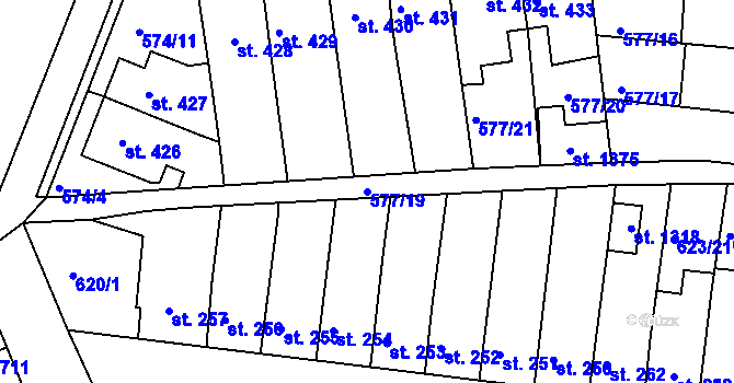 Parcela st. 577/19 v KÚ Parník, Katastrální mapa
