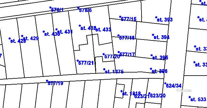 Parcela st. 577/20 v KÚ Parník, Katastrální mapa