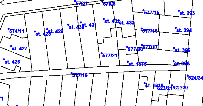 Parcela st. 577/21 v KÚ Parník, Katastrální mapa