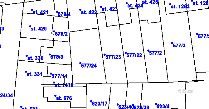 Parcela st. 577/23 v KÚ Parník, Katastrální mapa