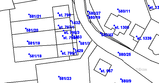 Parcela st. 581/7 v KÚ Parník, Katastrální mapa