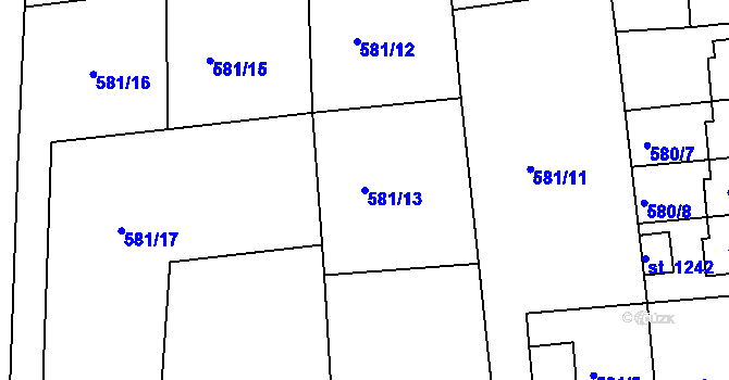 Parcela st. 581/13 v KÚ Parník, Katastrální mapa