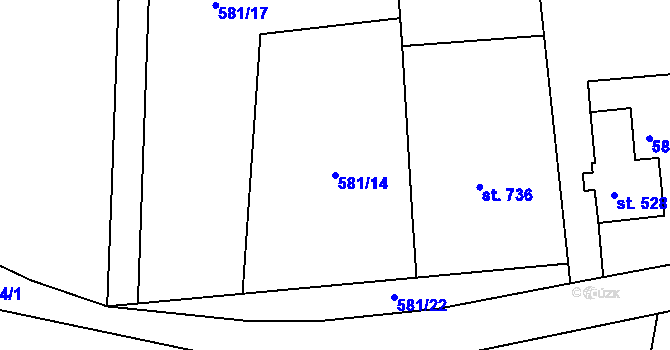 Parcela st. 581/14 v KÚ Parník, Katastrální mapa