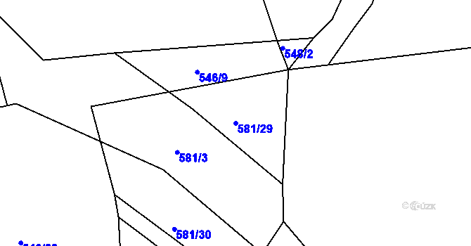 Parcela st. 581/29 v KÚ Parník, Katastrální mapa