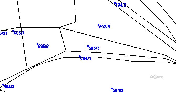 Parcela st. 585/3 v KÚ Parník, Katastrální mapa