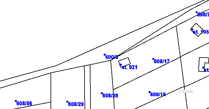 Parcela st. 600/3 v KÚ Parník, Katastrální mapa