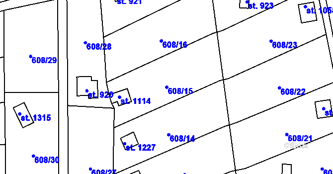 Parcela st. 608/15 v KÚ Parník, Katastrální mapa