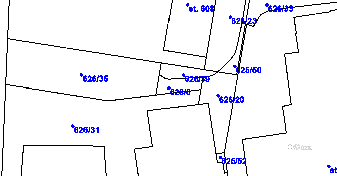 Parcela st. 626/6 v KÚ Parník, Katastrální mapa