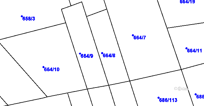 Parcela st. 664/8 v KÚ Parník, Katastrální mapa