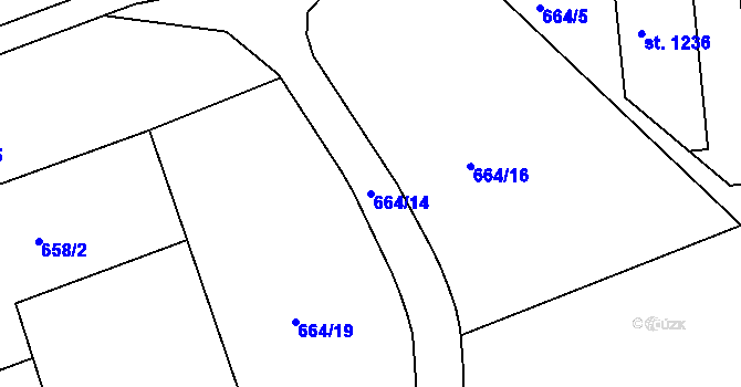 Parcela st. 664/14 v KÚ Parník, Katastrální mapa
