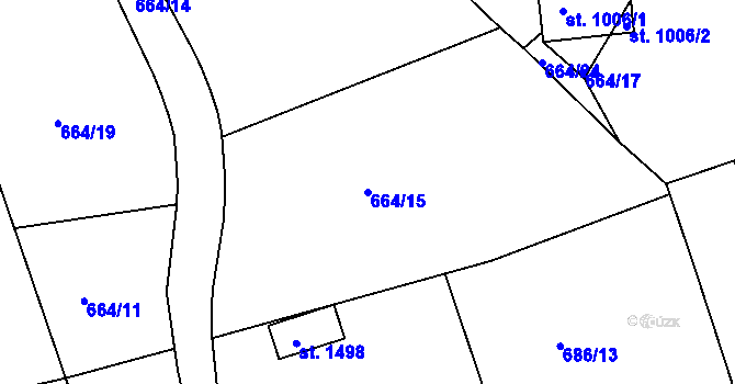 Parcela st. 664/15 v KÚ Parník, Katastrální mapa
