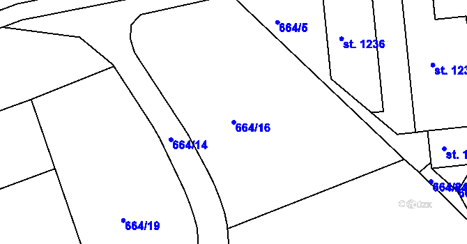 Parcela st. 664/16 v KÚ Parník, Katastrální mapa