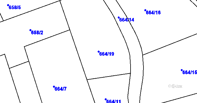 Parcela st. 664/19 v KÚ Parník, Katastrální mapa