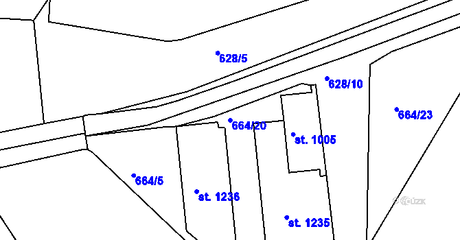 Parcela st. 664/20 v KÚ Parník, Katastrální mapa