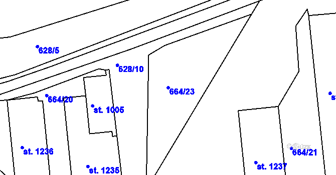 Parcela st. 664/23 v KÚ Parník, Katastrální mapa