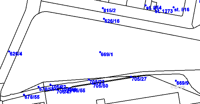 Parcela st. 669/1 v KÚ Parník, Katastrální mapa