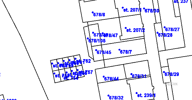 Parcela st. 678/45 v KÚ Parník, Katastrální mapa