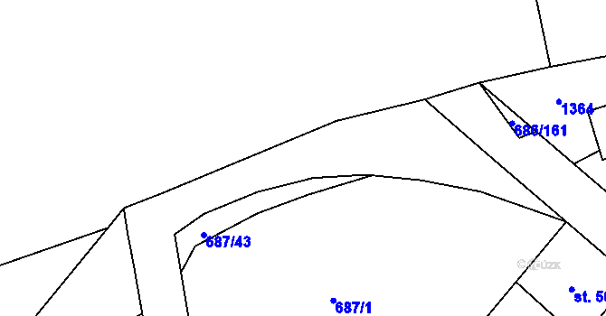 Parcela st. 686/2 v KÚ Parník, Katastrální mapa