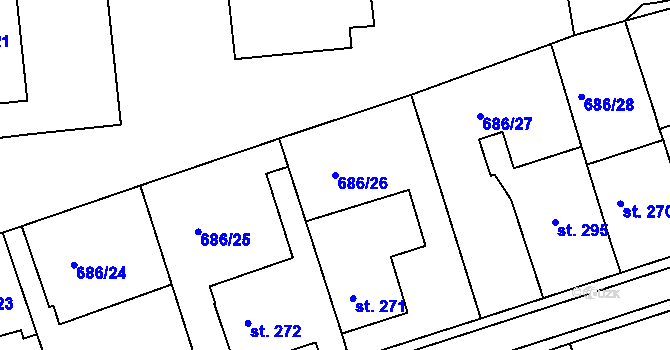 Parcela st. 686/26 v KÚ Parník, Katastrální mapa