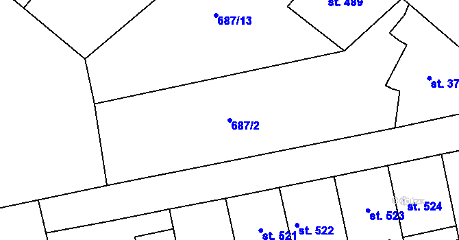 Parcela st. 687/2 v KÚ Parník, Katastrální mapa