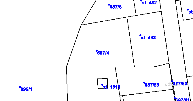Parcela st. 687/4 v KÚ Parník, Katastrální mapa