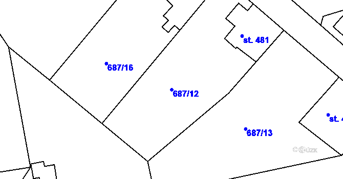 Parcela st. 687/12 v KÚ Parník, Katastrální mapa