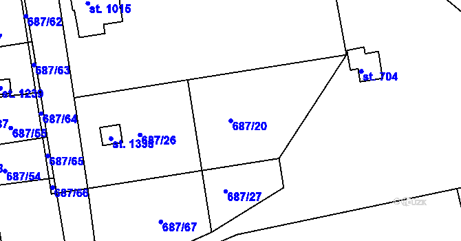 Parcela st. 687/20 v KÚ Parník, Katastrální mapa