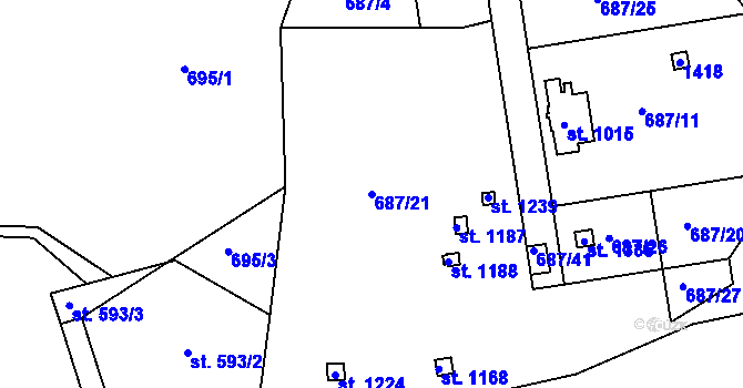 Parcela st. 687/21 v KÚ Parník, Katastrální mapa