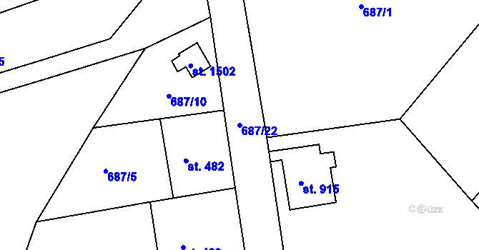 Parcela st. 687/22 v KÚ Parník, Katastrální mapa