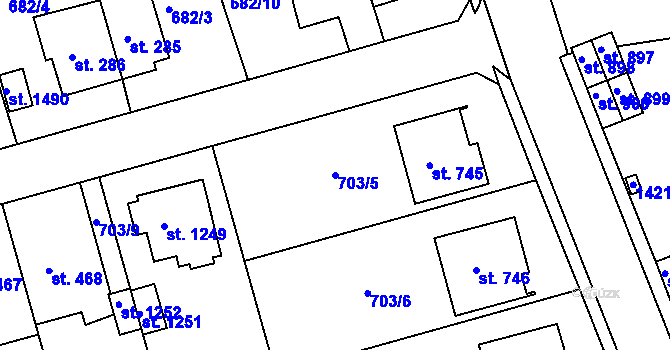 Parcela st. 703/5 v KÚ Parník, Katastrální mapa