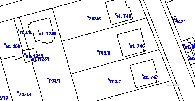 Parcela st. 703/6 v KÚ Parník, Katastrální mapa