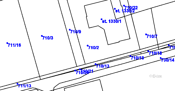 Parcela st. 710/2 v KÚ Parník, Katastrální mapa