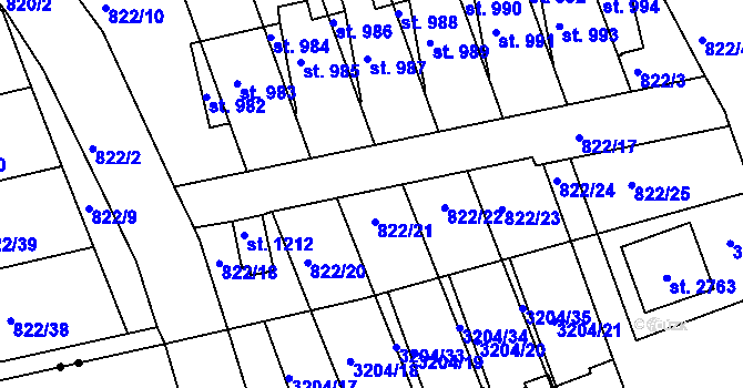 Parcela st. 822/31 v KÚ Parník, Katastrální mapa