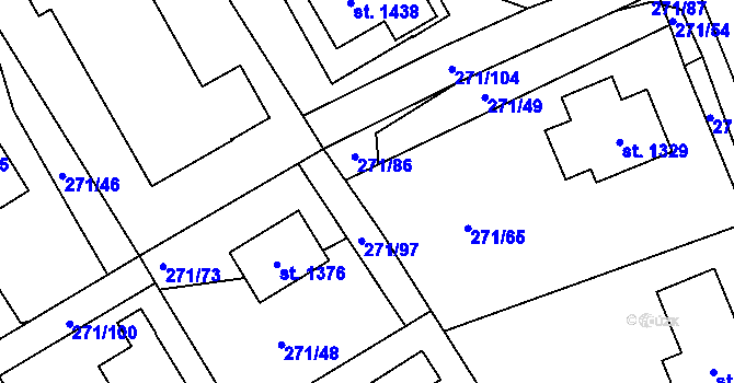 Parcela st. 271/88 v KÚ Parník, Katastrální mapa