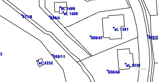 Parcela st. 555/31 v KÚ Parník, Katastrální mapa
