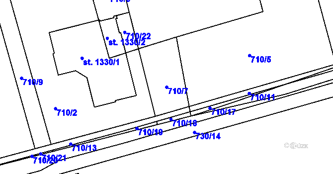 Parcela st. 710/7 v KÚ Parník, Katastrální mapa