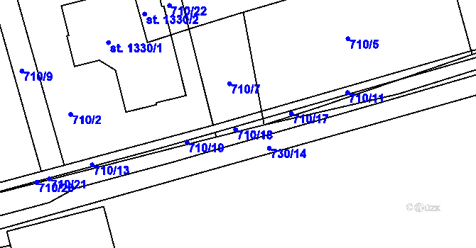 Parcela st. 710/12 v KÚ Parník, Katastrální mapa