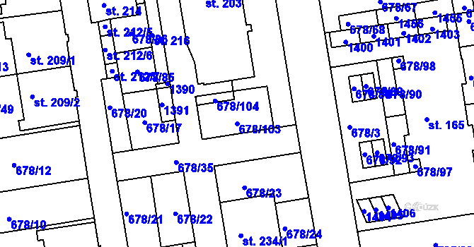 Parcela st. 678/103 v KÚ Parník, Katastrální mapa