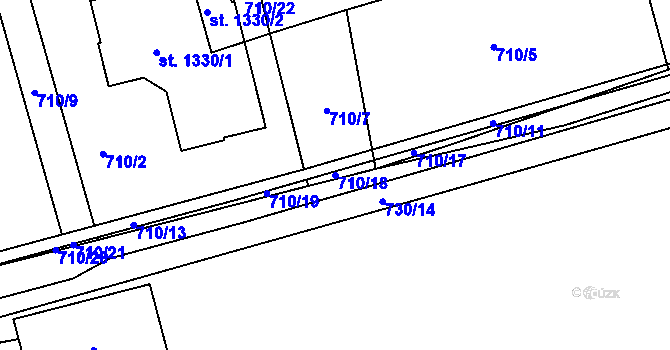 Parcela st. 710/18 v KÚ Parník, Katastrální mapa