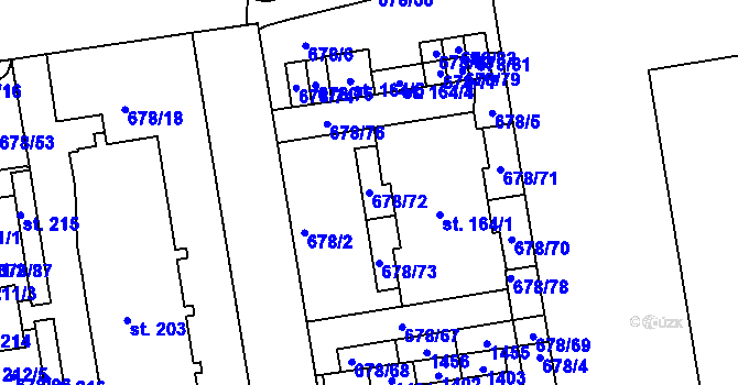 Parcela st. 678/72 v KÚ Parník, Katastrální mapa