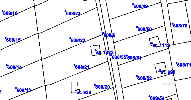 Parcela st. 1382 v KÚ Parník, Katastrální mapa