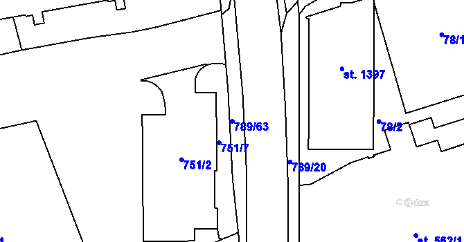 Parcela st. 789/63 v KÚ Parník, Katastrální mapa