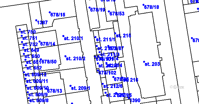 Parcela st. 211/3 v KÚ Parník, Katastrální mapa