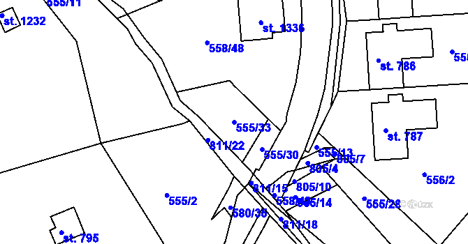 Parcela st. 555/33 v KÚ Parník, Katastrální mapa