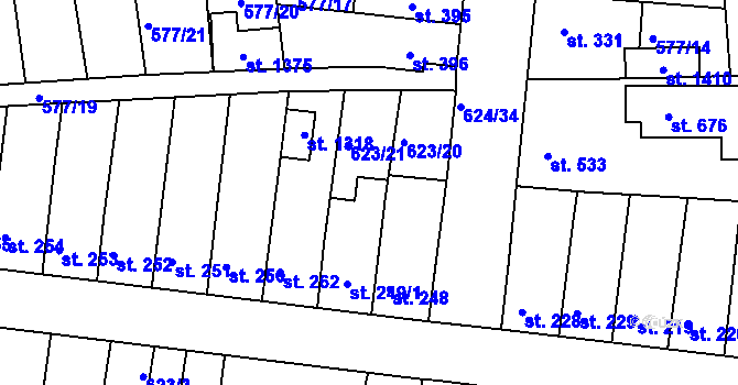 Parcela st. 249/2 v KÚ Parník, Katastrální mapa