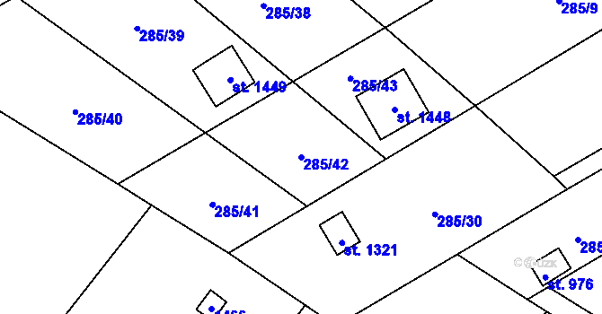 Parcela st. 285/42 v KÚ Parník, Katastrální mapa