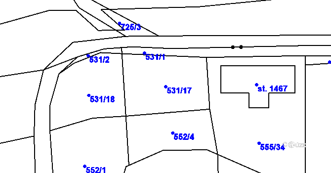 Parcela st. 531/17 v KÚ Parník, Katastrální mapa